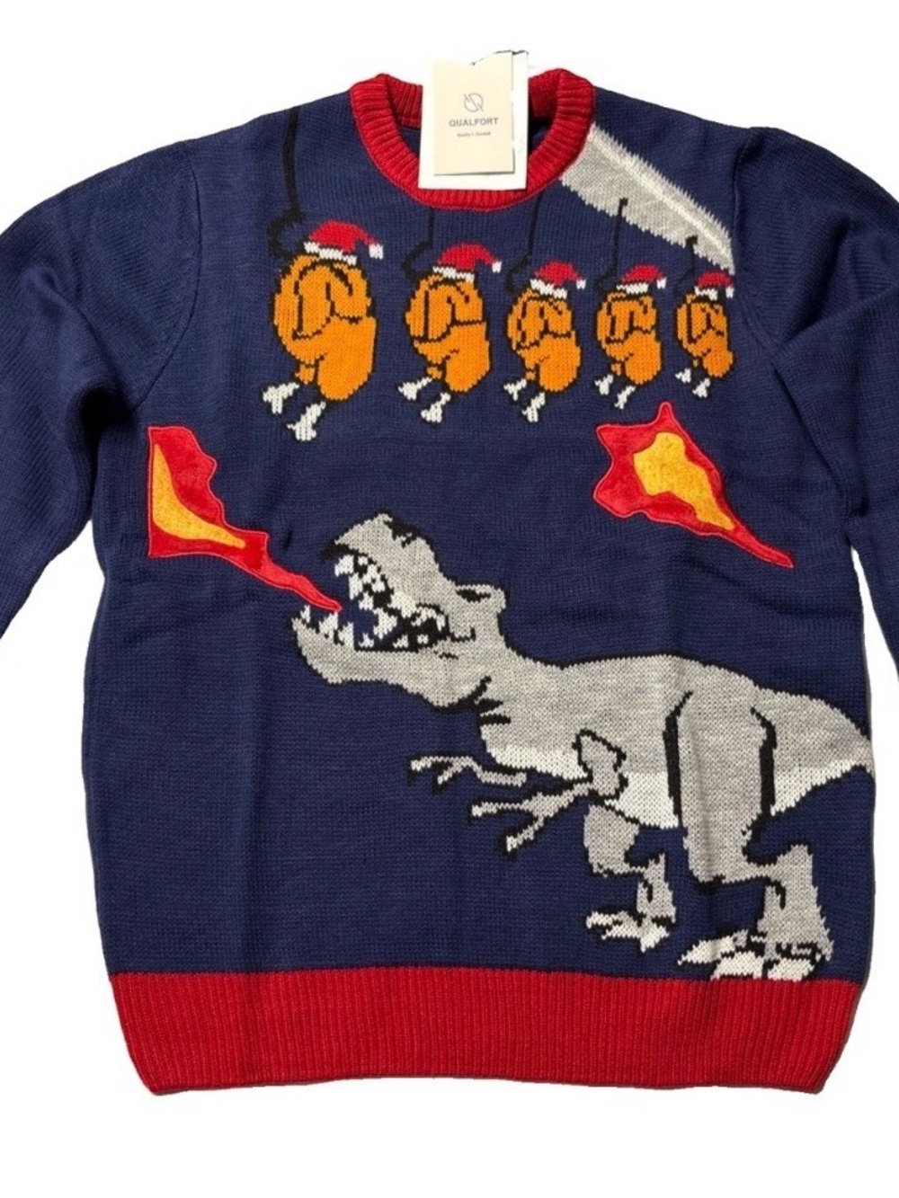 Ugly Christmas / Thanksgiving Sweater - Dinosaur Turkeys - Multiple Sizes Avail